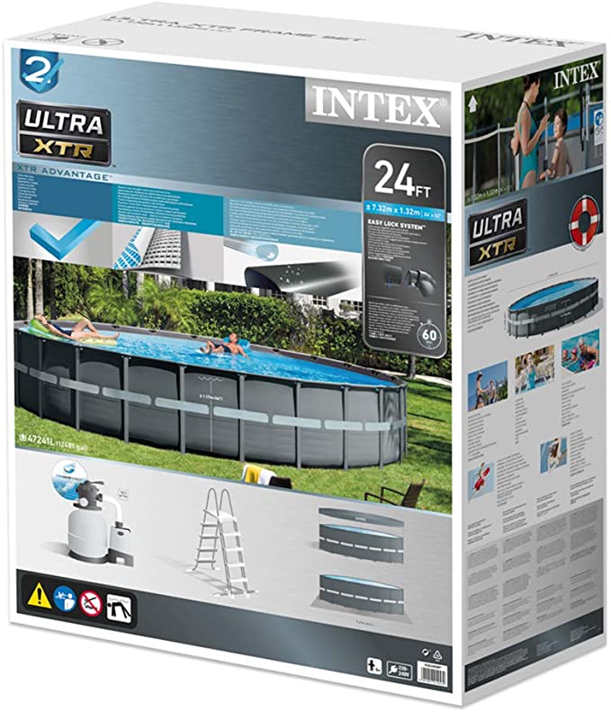 INTEX Ultra XTR Frame Pool Set 24ft x 52" ( 732cm x 132cm ) With Sand Filter Pump , Ladder, Pool Cover Ground Cloth