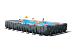 INTEX 32ft X 16ft X 52in Ultra XTR Rectangular Pool Set with Sand Filter Pump, Ladder & Ground Cloth, Pool Cover