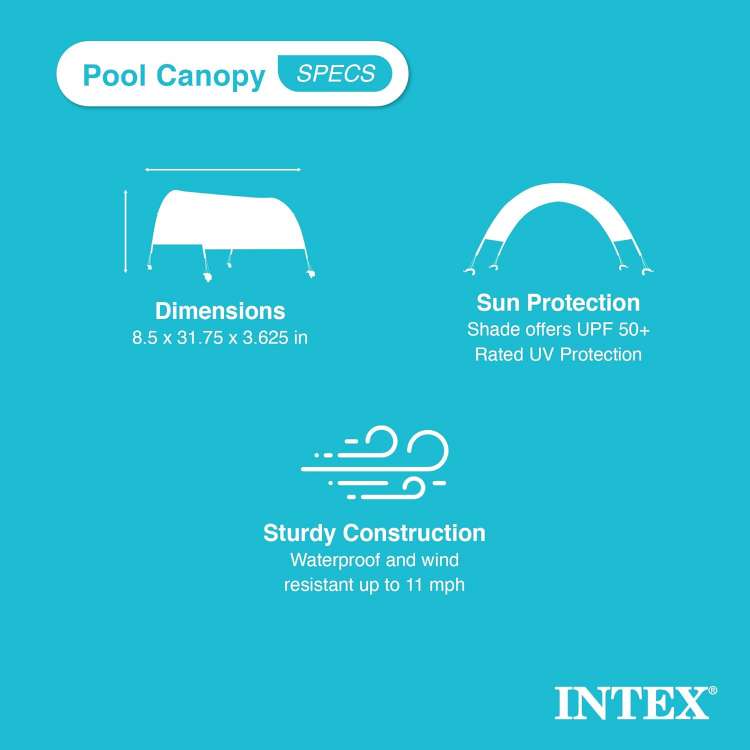 INTEX Pool Canopy Waterproof Protective UPF 50+ For Rectangular Frame Pools