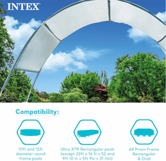 INTEX Pool Canopy Waterproof Protective UPF 50+ For Rectangular Frame Pools