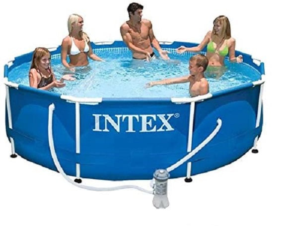 INTEX 10ft X 30in Round Metal Frame Pool ( 305 cm X 76 cm ) With Filter Pump