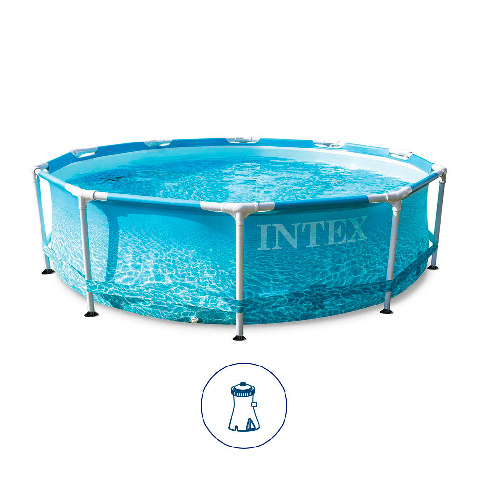 INTEX Beachside Metal Frame Round Above Ground Pool 10ft x 30"