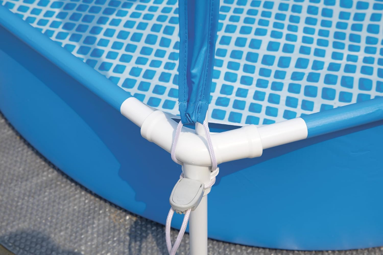 INTEX 6ft x 15in Metal Frame Above Ground Swimming Pool With Canopy Built-in Sprayer