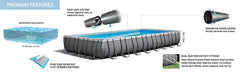 INTEX 32ft X 16ft X 52in Ultra XTR Rectangular Pool Set with Sand Filter Pump, Ladder & Ground Cloth, Pool Cover