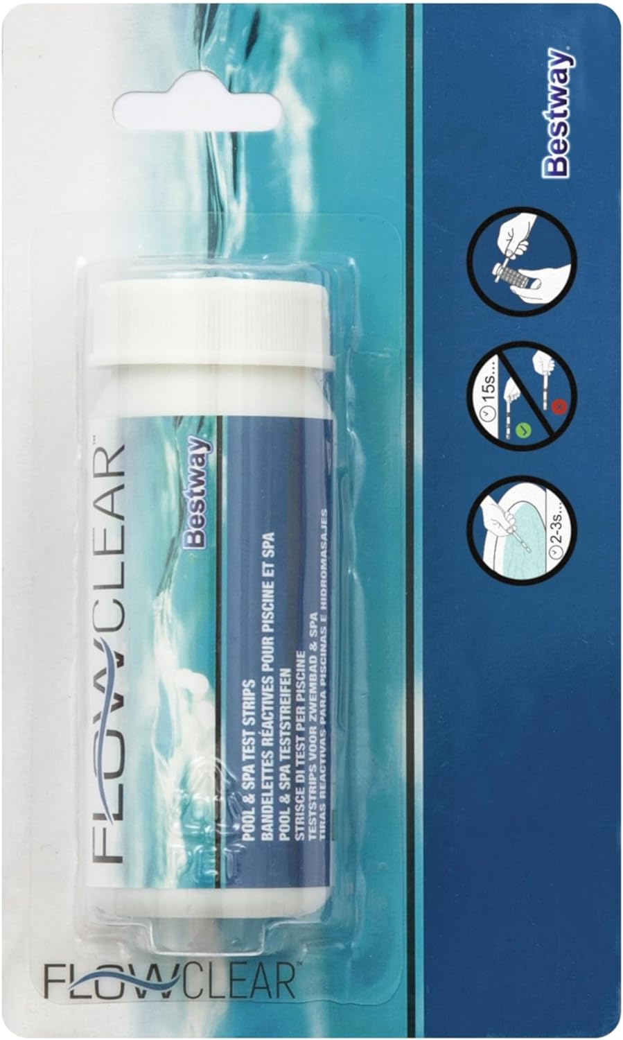 Bestway Flow clear Pool and Spa Water Test Strips (Pack of 50 Test Strips)