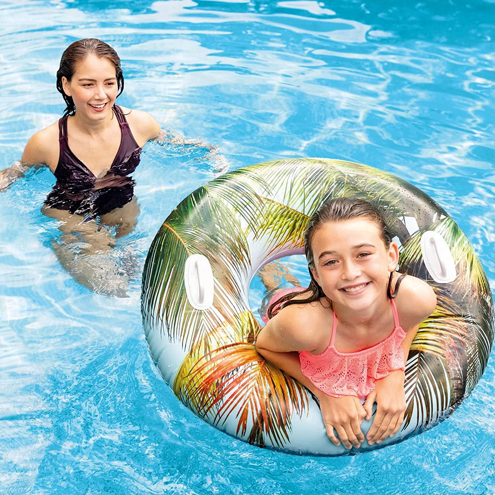 INTEX Groovy Color Inflatable Tropical Flower Transparent Tube Raft ( 38" )