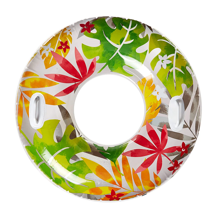 INTEX Groovy Color Inflatable Tropical Flower Transparent Tube Raft ( 38" )