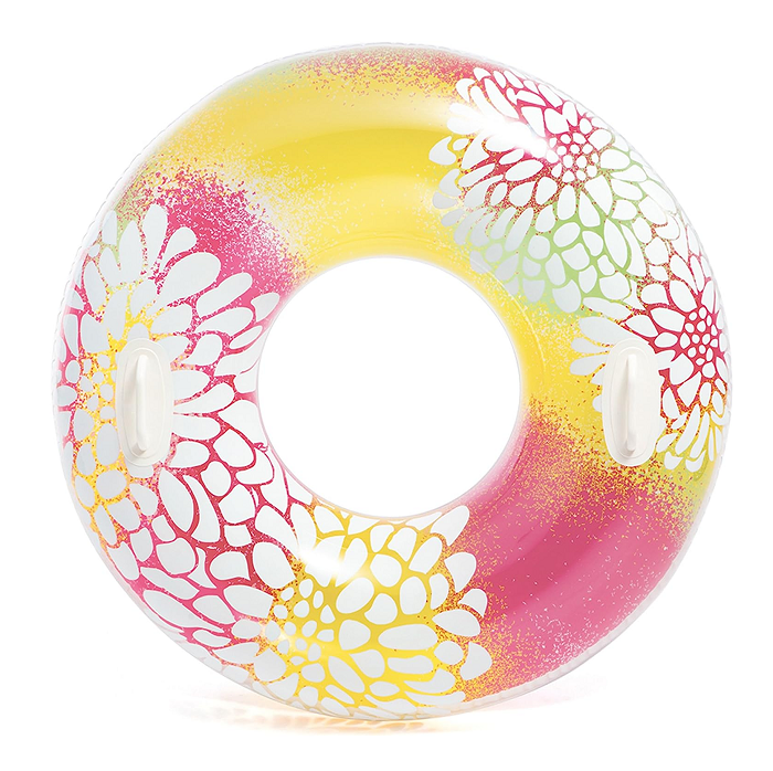 INTEX Groovy Color Inflatable Tropical Flower Transparent Tube Raft ( 38" )