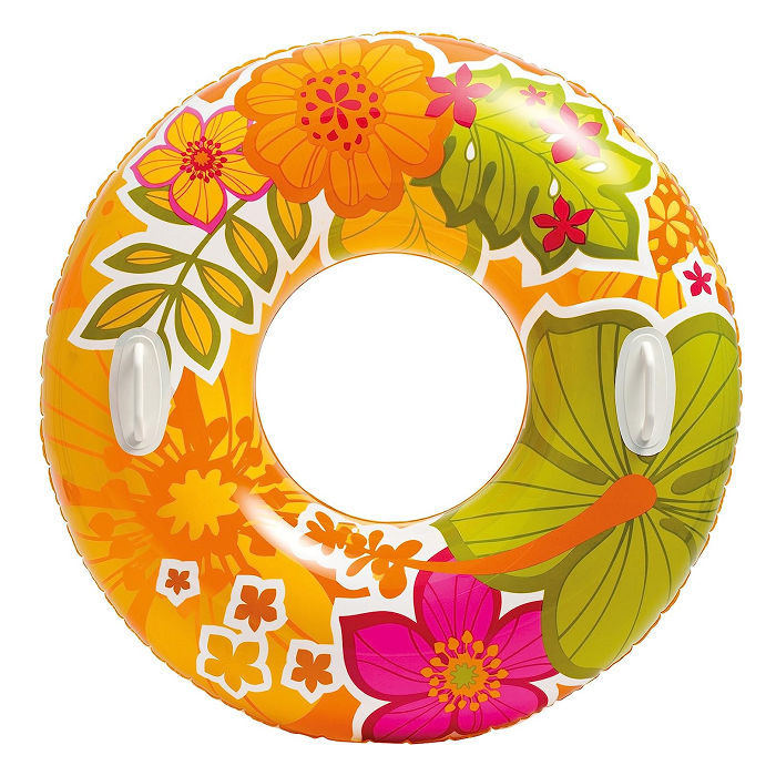 INTEX Groovy Color Inflatable Tropical Flower Transparent Tube Raft ( 38" )