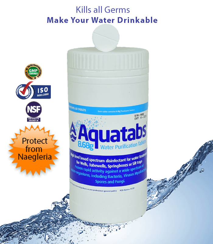 Aquatabs 8.68g Water Purification Tablet (60 Tablets in a Box )