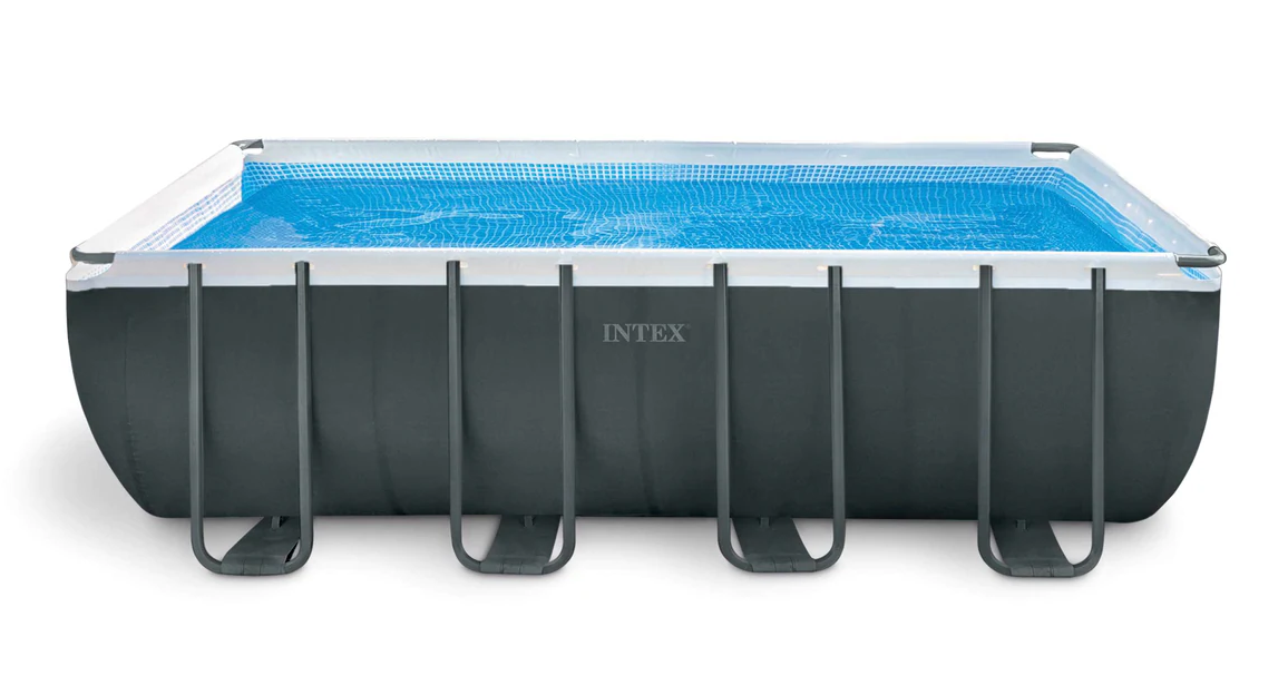 INTEX Ultra XTR Frame Rectangular Pool Set (18ft x 9ft x52" ) With Sand Filter Pump , Ladder, Pool Cover Ground Cloth