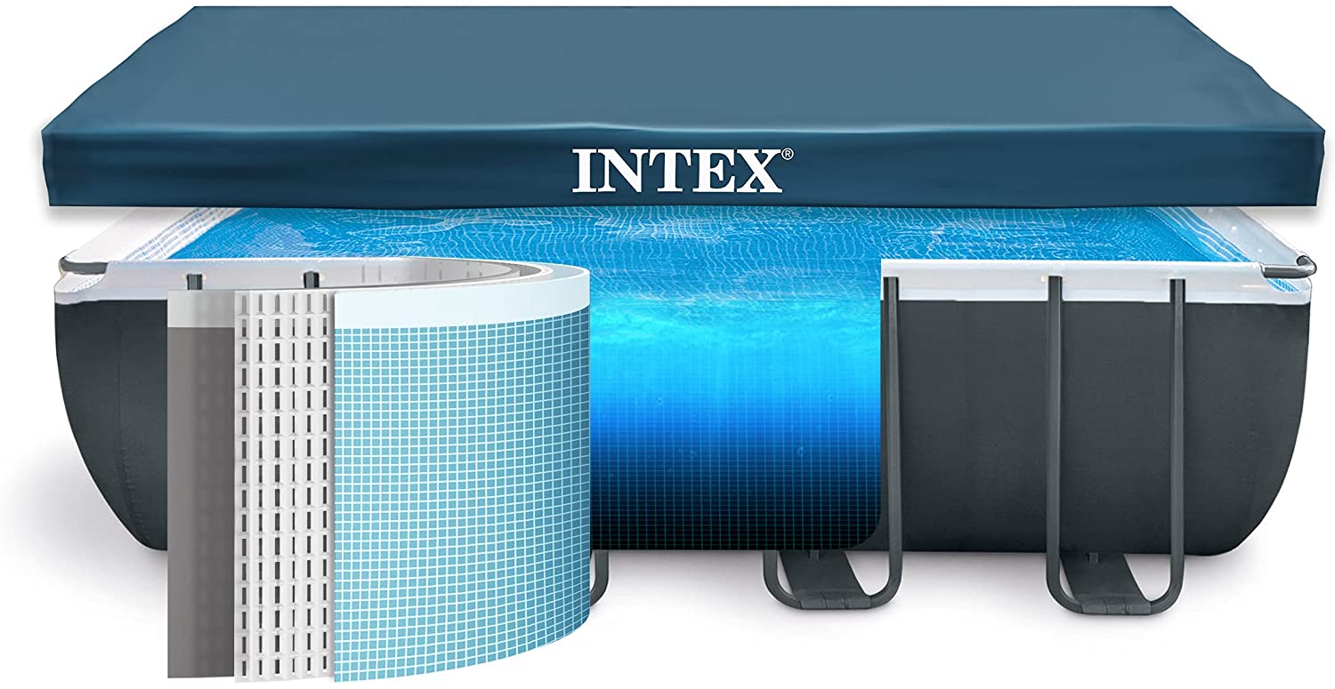 INTEX Ultra XTR Frame Rectangular Pool Set (18ft x 9ft x52" ) With Sand Filter Pump , Ladder, Pool Cover Ground Cloth