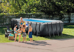 INTEX Ultra XTR Frame Rectangular Pool Set (18ft x 9ft x52" ) With Sand Filter Pump , Ladder, Pool Cover Ground Cloth